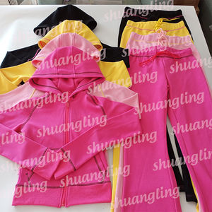 Conjunto de Jogger para mujer, chaqueta, pantalones de chándal, logotipo de goma, tejido de gofres, ropa de algodón para mujer, conjunto de 2 uds, chándales para mujer - Product Image 5