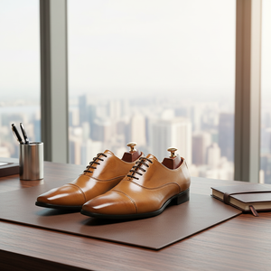 2026 New Model Business Leather Formal Men's Lace-Up Wedding Shoes Oxford Shoes British Style - Product Image 1