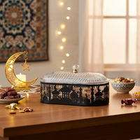 Boîte de rangement pour bonbons et en-cas pour le festival islamique de l'Aïd Ramadan 2026, en fer doré, style moderne et simple, ronde, écologique, décoration de table intérieure