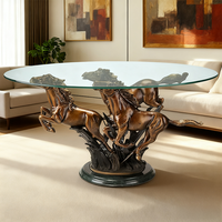 Table basse moderne en bronze coulé antique grandeur nature avec figurine de cheval et design 3D pour la décoration intérieure