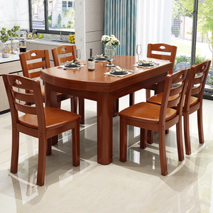 New design home furniture solid wood classic dinner house round rotating dining table