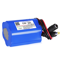 Batterie rechargeable OEM 18650 6.4V 6Ah 2S 3S 4S LiFePO4 pour éclairage solaire LED, pulvérisateur de jardin et lanterne de camping CE RoHs