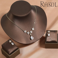RAKOL SP3292 Ensemble de bijoux de luxe pour femme, collier tennis classique en zircon cubique et boucles d'oreilles goutte d'eau, en alliage de cuivre, pour mariage et fiançailles