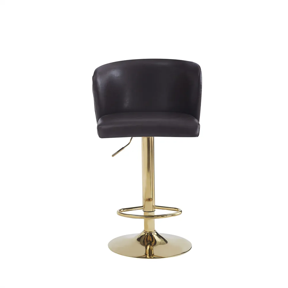 Atacado Ajustável Pu Couro Swivel Bar Stool Cadeiras Bar Cadeira Com Suporte Costas Com Anel Do Pé