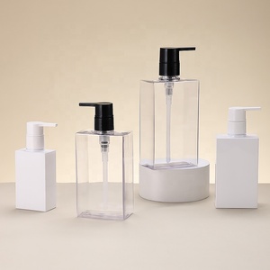 Contenitori Quadrati in Plastica da <span class=keywords><strong>100</strong></span> e 200 <span class=keywords><strong>ml</strong></span> per <span class=keywords><strong>Shampoo</strong></span> e Lozione Corpo con Pompa Dosatrice, Personalizzazione Disponibile - Product Image 1