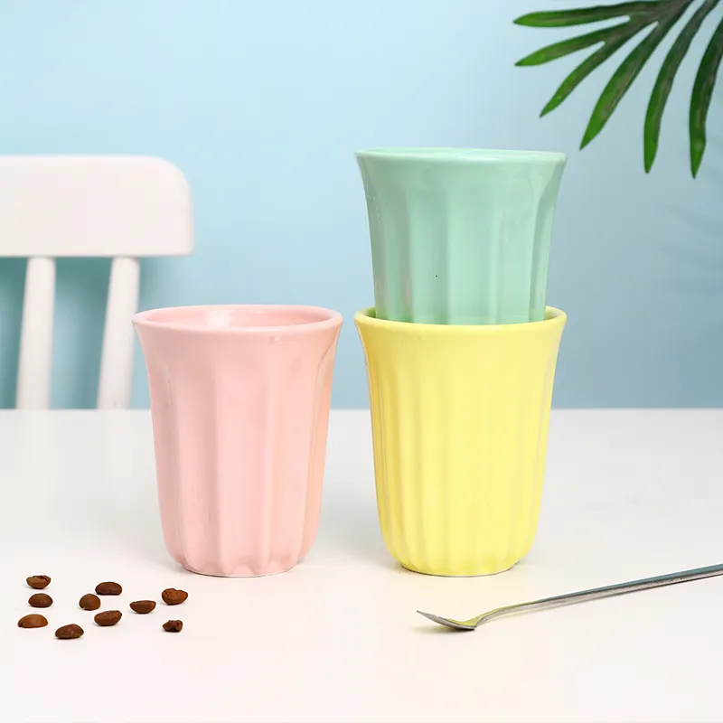 Tazas de té y café de cerámica de colores nórdicos sin mango, tazas de café japonesas con vino y bebida, taza de café sin mango, Mini pequeño