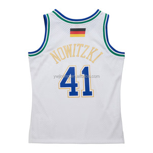 Camiseta de baloncesto Dallas #41 <span class=keywords><strong>Dirk</strong></span> <span class=keywords><strong>Nowitzki</strong></span> para hombre, camisetas bordadas, logotipos, ropa deportiva clásica para jóvenes de talla grande para la temporada de verano - Product Image 3