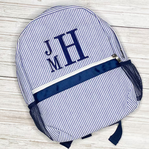 Sacs à dos en seersucker marine, lot <span class=keywords><strong>de</strong></span> 25 pièces, entrepôt GA, taille complète, sacs à rayures pour jeunes, sacs à dos légers pour étudiants, sacs à dos <span class=keywords><strong>de</strong></span> voyage - Product Image 6