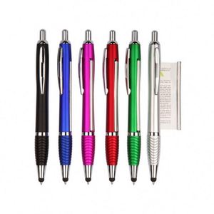 Cheap Custom Plastic Retractable <b>Roll</b> <b>Paper</b> Banner Ball Pen Soft Rubber Grip <b>Blue</b>/Black Ink Customizable Logo Hotel Advertising - Product Image 1