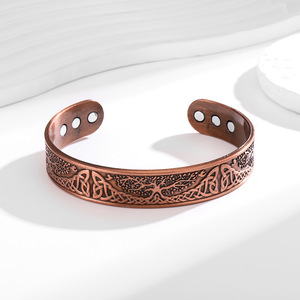 <b>Copper</b> Alloy Viking Tree Pattern Cuff <b>Bracelet</b> Unisex Gift Jewelry Open Adjustable Design - Product Image 2