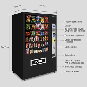 Snack Vending Cashless Beverages Refrigerated Electric Automatic Vending Machines For Retail Items Vending Machines