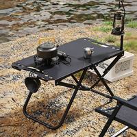 Table de camping pliable étanche et antirouille avec grand plateau de rangement pour bouilloire, réchaud à gaz, boissons, barbecue extérieur et fêtes