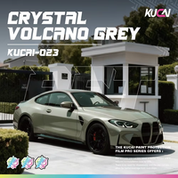 Film de protection pour voiture KUCAI PET PVC Crystal Volcano Grey Matte Frosted Grey, film vinyle anti-rayures pour carrosserie complète, film de changement de couleur automobile 1.52*17M