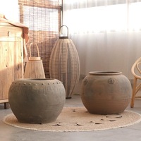 Pot Bunga Gaya Rustic Vintage untuk Dekorasi Taman Besar, Indoor & Outdoor, dari Beton & Fiber Clay