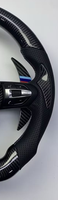 Volant de voiture personnalisé en fibre de carbone M pour BMW F30 F10 F20 F32 M2 M3 M4, cuir perforé avec bande tricolore