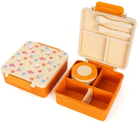 Boîte à lunch bento pour enfants, 4 compartiments, anti-fuite, réutilisable, portable, pour la préparation des repas scolaires, fournisseur direct