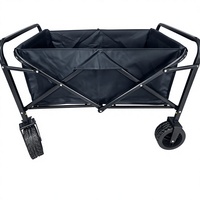 Chariot de jardin pliable en alliage d'aluminium avec 2 porte-gobelets, conception tout-terrain à 4 roues, construction durable, grande capacité pour le camping