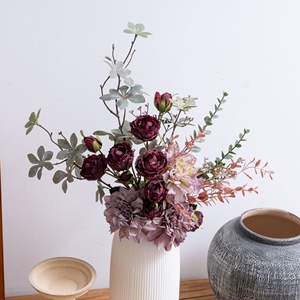 CallaFloral Ramo de Flores Artificiales de Tela Plástica Tejida, Decoración de Boda, Arreglo de Rosas CF02112 - Product Image 1