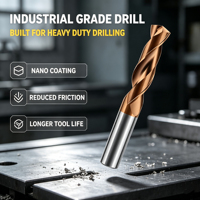 Foret hélicoïdal en carbure de tungstène massif GLOWON avec revêtement en bronze, queue droite, 0,9-20 mm, pour perçage de métaux sur machine CNC