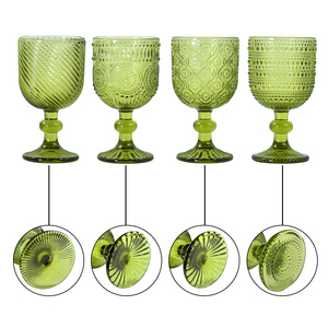 Calici da Vino <span class=keywords><strong>Verdi</strong></span> da 8oz, <span class=keywords><strong>Bicchieri</strong></span> <span class=keywords><strong>Vintage</strong></span> con Motivo in Rilievo, Coppe con Stelo per Matrimoni e Feste - Product Image 4