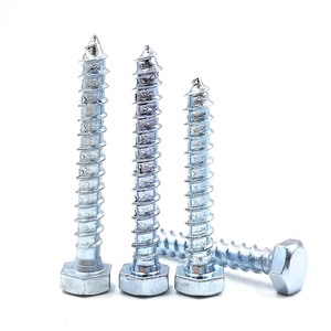 สกรูหัวหกเหลี่ยมเหล็กกล้าคาร์บอนชุบสังกะสีสำหรับงานไม้ - Product Image 3