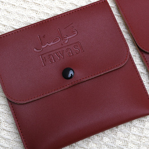 High End Promotion Pu Leather Envelop Bag Custom Emboss Printing Ring Necklace Earring Storage Jewelry <b>Red</b> Pu Leather Package - Product Image 4