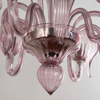 Lustre LED en verre de Murano soufflé à la main de couleur violette, taille moyenne