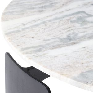 Tavolino da Caffè Rotondo con Piano in Marmo e Base in Metallo Nero, Arredamento Moderno per Soggiorno - Product Image 6