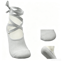 Chaussettes de yoga et de danse en coton tricoté avec sangle de maintien, antidérapantes en silicone, à nouer croisé autour de la cheville, pour femme, avec logo personnalisé