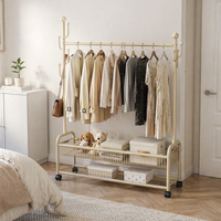Porte-vêtements télescopique multifonctionnel à double barre à 2 niveaux, écologique, mobile et moderne, pour le séchage des sacs, des draps et des chaussures