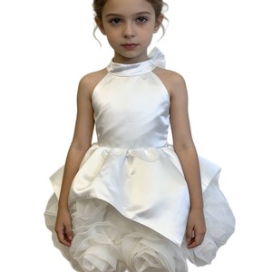 Платье-туника OUTONG для девочек в европейском и американском стиле, атласное, без рукавов, с бретелью через шею, для вечеринок, дней рождения и показов мод - Product Image 1