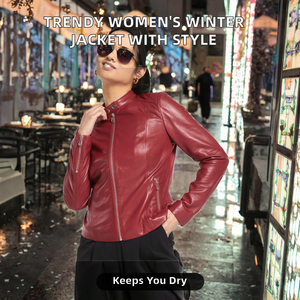 Chaqueta Safari de Invierno para Mujer, Diseño de Cuero, Estilo Casual, a Cuadros, Moderna, Impermeable, con Botones Cruzados, de Algodón - Product Image 2