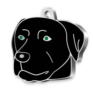 Medaglietta identificativa per cani Labrador in smalto nero, placcata argento - Product Image 1