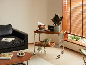 मुयू नए डिजाइन प्रीमियम 80*40*62 सेमी बॉक्स लकड़ी + स्टील + ठोस लकड़ी बहु परत बोर्ड ट्रॉली - Product Image 2