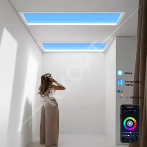 Tuya céu inteligente casa, parede, led, painel, luz solar natural, azul, céu, luzes artificiais, skylight virtual