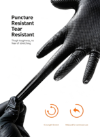 Gants de travail industriels jetables SNELL 8mil extra épais en caoutchouc noir à grip diamanté robuste, en nitrile sans poudre pour réparation automobile