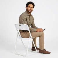 Chaise pliante en plastique durable, portable, légère, empilable, pour conférences, formations, bureau, avec dossier