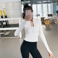 Mantel Olahraga Musim Panas Wanita Populer di Internet Seksi Elastis Tinggi Yoga Cepat Kering Pakaian Luar Lari Latihan Kebugaran