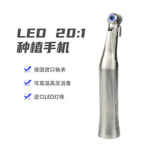 Mesen <b>Dental</b> Implant <b>Handpiece</b> 20:1 Reduction Gear Bend Head Self Illuminating Turbine Silver Stainless Steel - Product Image 5