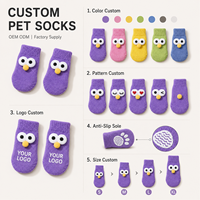 Chaussettes pour chien chaudes, imperméables, antidérapantes, à double couche, avec semelle à pois en caoutchouc, douces, respirantes, pour la marche en intérieur, soin des pattes, chaussettes personnalisées imprimées