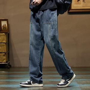 Jeans en denim droit vintage Y2K pour hommes 2025, poche utilitaire, rétro, délavé, déchiré, pantalon décontracté, streetwear, bas de vêtement hip-hop, taille haute - Product Image 2