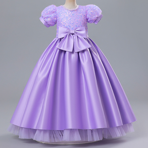 Vestido Formal <span class=keywords><strong>de</strong></span> encaje <span class=keywords><strong>de</strong></span> manga corta para niños con cola larga estilo princesa flor niña esmoquin fiestas <span class=keywords><strong>de</strong></span> cumpleaños traje <span class=keywords><strong>de</strong></span> boda para niños - Product Image 3