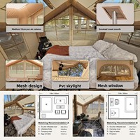 Tente de camping gonflable légère à colonnes d'air intégrées en Oxford imperméable, toutes saisons, avec hublot, pour 3-4 personnes, assemblage manuel, en PVC