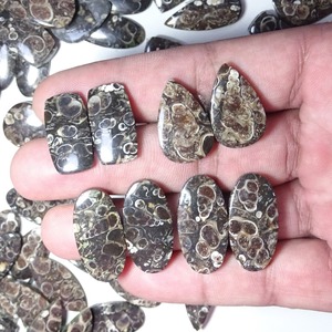 Premium Quality Turritella Agate Pair Smooth Cabochon Stones for Handmade Jewelry and Artisan Creations Available for Sale - Product Image 5