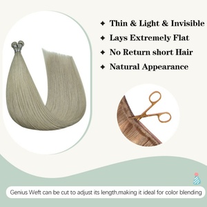 FH # Extensiones de Cabello con Trama Invisible Color Plata, Cabello Humano Europeo de un Solo Donante, Trama Genius - Product Image 4