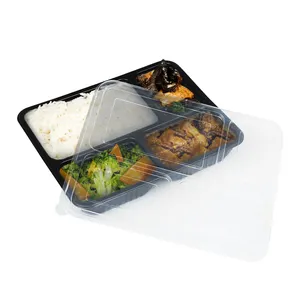 一次性微波取走食品pp 4隔间塑料容器食品包装托盘餐盒