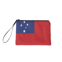 Porte-monnaie en polyester à impression numérique du drapeau national de Samoa, petit porte-monnaie de mode pour souvenirs, vente en gros