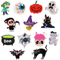 Appliques brodées en feutre pour Halloween, à thermocoller ou à coudre, motifs citrouille, fantôme, crâne, chauve-souris, en polyester et coton, pour vêtements, chapeaux, sacs, DIY