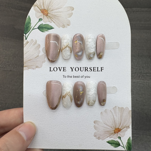 <span class=keywords><strong>Faux</strong></span> ongles en amande faits à la main, <span class=keywords><strong>bleu</strong></span> <span class=keywords><strong>ciel</strong></span>, effet œil de chat, avec flocons de neige 3D et strass, pour les vacances d'été - Product Image 5