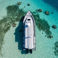 Bateau de luxe de 7,5 m (25 pieds) à coque en V profond, cabine de croisière, bateaux de pêche en aluminium soudé avec toit rigide extensible